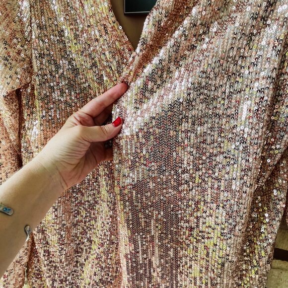 Rose Gold Sequin Smoking Jacket - Picture 3 of 7